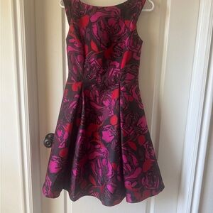 Adrianna Papell Pink Black Sleeveless Floral Dress